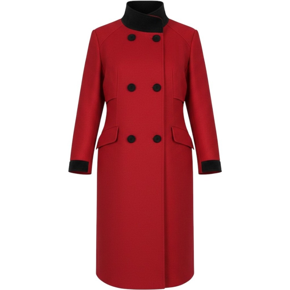 Mario De Pinto Vintage Red Wool Blend Double Breasted Long Coat Womens USA Made